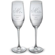 Personalized Mr. and Mrs. Champagne Flutes, Set of 2